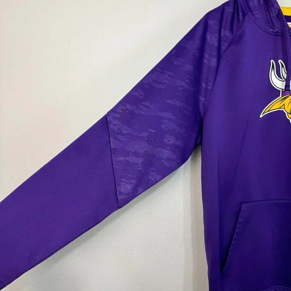 NFL Team Apparel Mens Minnesota Vikings Pullover Long Sleeve Hoodie Purple Large